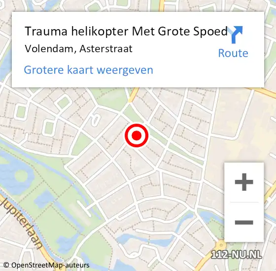 Locatie op kaart van de 112 melding: Trauma helikopter Met Grote Spoed Naar Volendam, Asterstraat op 27 juli 2021 20:53