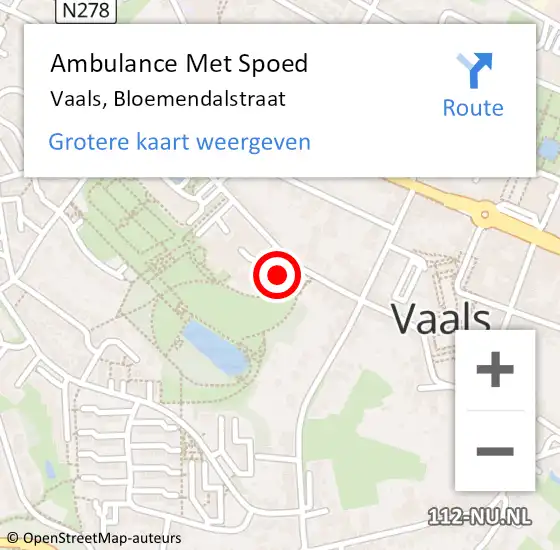 Locatie op kaart van de 112 melding: Ambulance Met Spoed Naar Vaals, Bloemendalstraat op 17 juni 2014 21:30