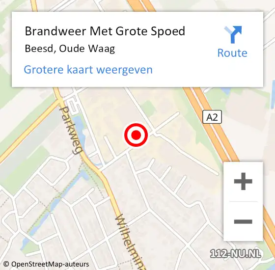 Locatie op kaart van de 112 melding: Brandweer Met Grote Spoed Naar Beesd, Oude Waag op 27 juli 2021 21:28