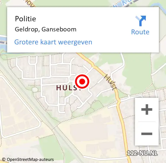 Locatie op kaart van de 112 melding: Politie Geldrop, Ganseboom op 27 juli 2021 21:37