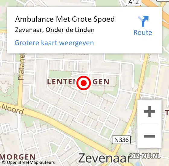 Locatie op kaart van de 112 melding: Ambulance Met Grote Spoed Naar Zevenaar, Onder de Linden op 27 juli 2021 21:38