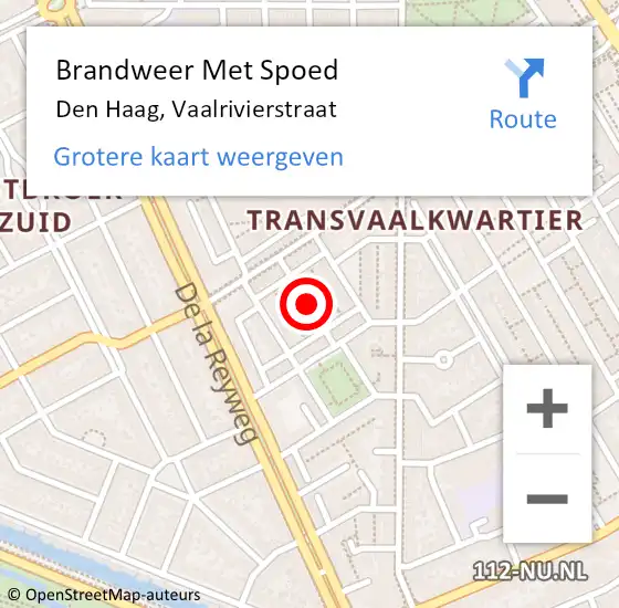Locatie op kaart van de 112 melding: Brandweer Met Spoed Naar Den Haag, Vaalrivierstraat op 27 juli 2021 21:42