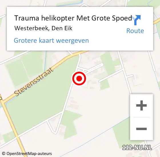 Locatie op kaart van de 112 melding: Trauma helikopter Met Grote Spoed Naar Westerbeek, Den Eik op 27 juli 2021 22:05