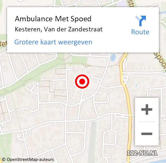 Locatie op kaart van de 112 melding: Ambulance Met Spoed Naar Kesteren, Van der Zandestraat op 27 juli 2021 22:47