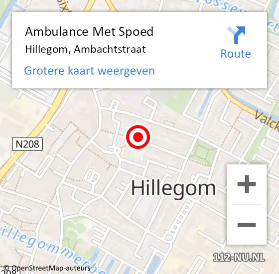 Locatie op kaart van de 112 melding: Ambulance Met Spoed Naar Hillegom, Ambachtstraat op 27 juli 2021 22:53