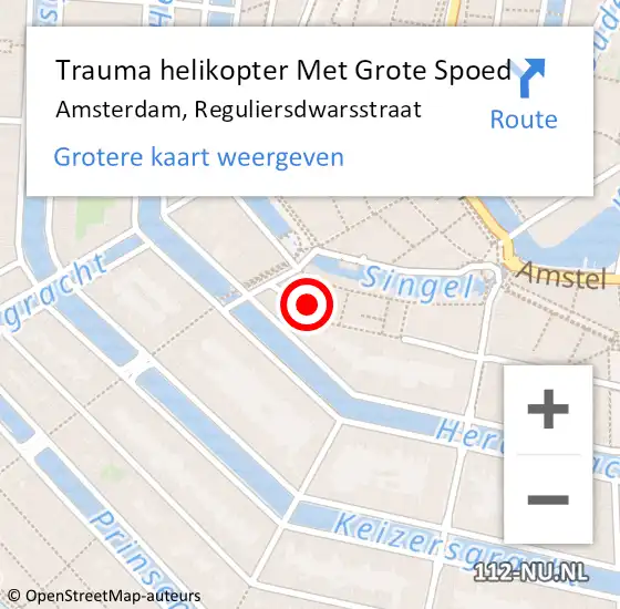 Locatie op kaart van de 112 melding: Trauma helikopter Met Grote Spoed Naar Amsterdam, Reguliersdwarsstraat op 27 juli 2021 23:53