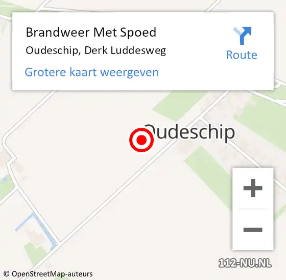 Locatie op kaart van de 112 melding: Brandweer Met Spoed Naar Oudeschip, Derk Luddesweg op 28 juli 2021 00:46