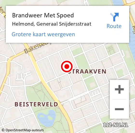 Locatie op kaart van de 112 melding: Brandweer Met Spoed Naar Helmond, Generaal Snijdersstraat op 28 juli 2021 01:04