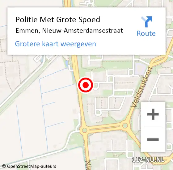 Locatie op kaart van de 112 melding: Politie Met Grote Spoed Naar Emmen, Nieuw-Amsterdamsestraat op 28 juli 2021 01:11