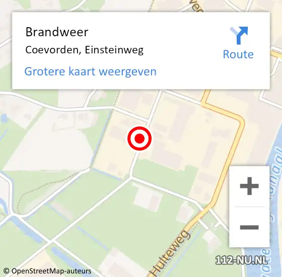 Locatie op kaart van de 112 melding: Brandweer Coevorden, Einsteinweg op 17 juni 2014 22:00