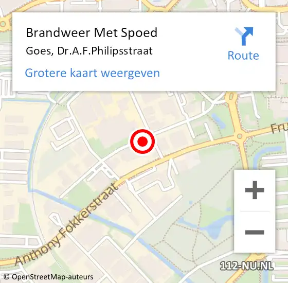 Locatie op kaart van de 112 melding: Brandweer Met Spoed Naar Goes, Dr.A.F.Philipsstraat op 28 juli 2021 03:32