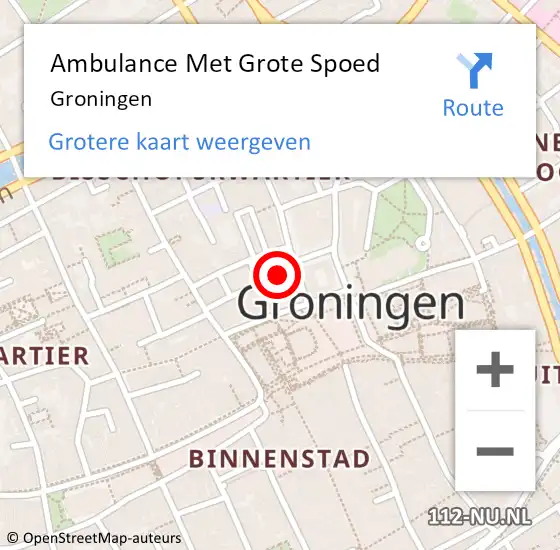 Locatie op kaart van de 112 melding: Ambulance Met Grote Spoed Naar Groningen op 28 juli 2021 03:38
