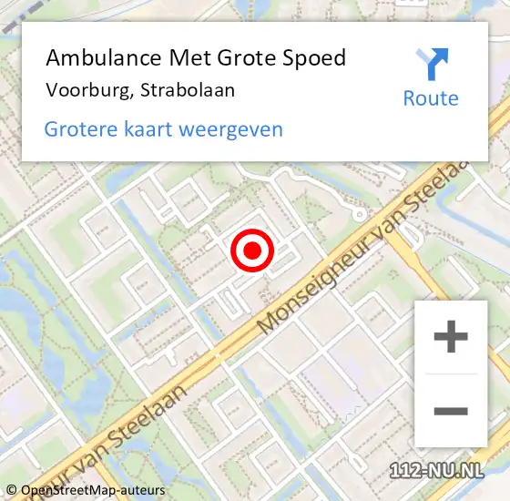 Locatie op kaart van de 112 melding: Ambulance Met Grote Spoed Naar Voorburg, Strabolaan op 28 juli 2021 03:51