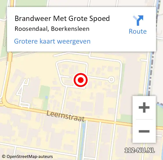 Locatie op kaart van de 112 melding: Brandweer Met Grote Spoed Naar Roosendaal, Boerkensleen op 28 juli 2021 04:10