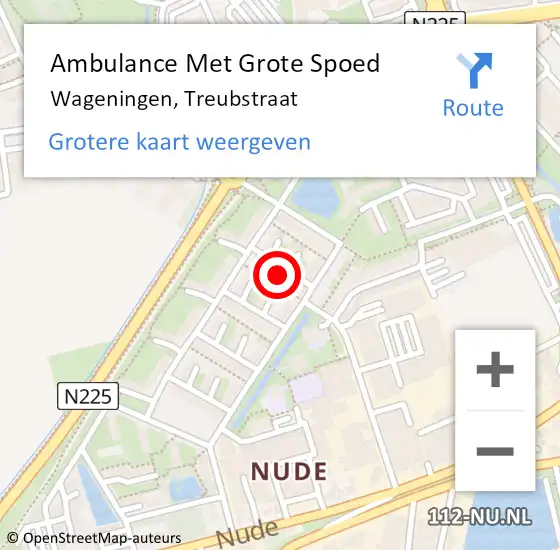 Locatie op kaart van de 112 melding: Ambulance Met Grote Spoed Naar Wageningen, Treubstraat op 28 juli 2021 04:28