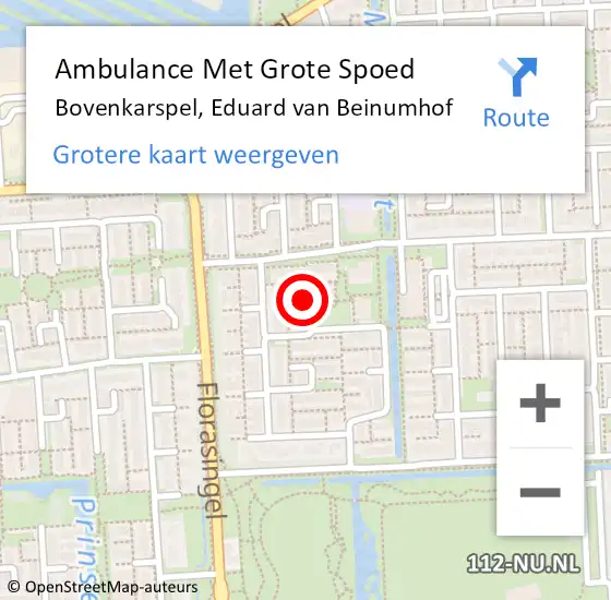 Locatie op kaart van de 112 melding: Ambulance Met Grote Spoed Naar Bovenkarspel, Eduard van Beinumhof op 28 juli 2021 04:59