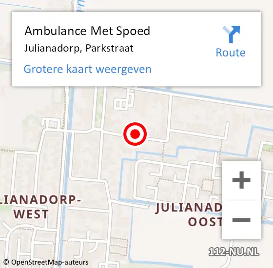 Locatie op kaart van de 112 melding: Ambulance Met Spoed Naar Julianadorp, Parkstraat op 28 juli 2021 06:19