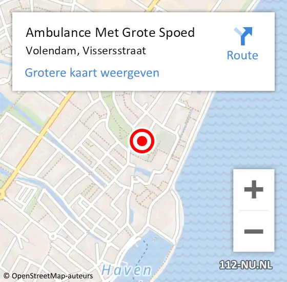 Locatie op kaart van de 112 melding: Ambulance Met Grote Spoed Naar Volendam, Vissersstraat op 28 juli 2021 06:35