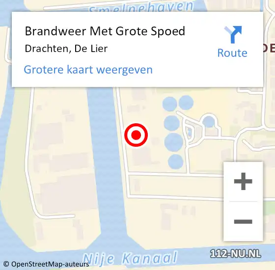 Locatie op kaart van de 112 melding: Brandweer Met Grote Spoed Naar Drachten, De Lier op 28 juli 2021 06:40