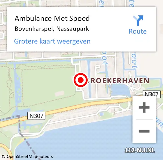 Locatie op kaart van de 112 melding: Ambulance Met Spoed Naar Bovenkarspel, Nassaupark op 28 juli 2021 07:07