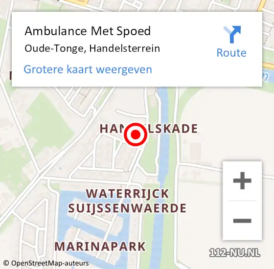 Locatie op kaart van de 112 melding: Ambulance Met Spoed Naar Oude-Tonge, Handelsterrein op 28 juli 2021 07:27