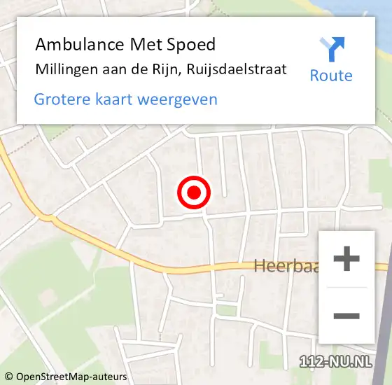 Locatie op kaart van de 112 melding: Ambulance Met Spoed Naar Millingen aan de Rijn, Ruijsdaelstraat op 28 juli 2021 07:34