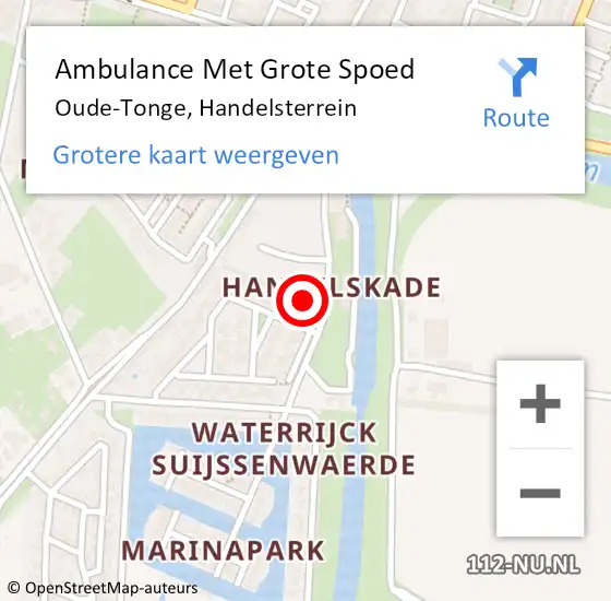 Locatie op kaart van de 112 melding: Ambulance Met Grote Spoed Naar Oude-Tonge, Handelsterrein op 28 juli 2021 07:58