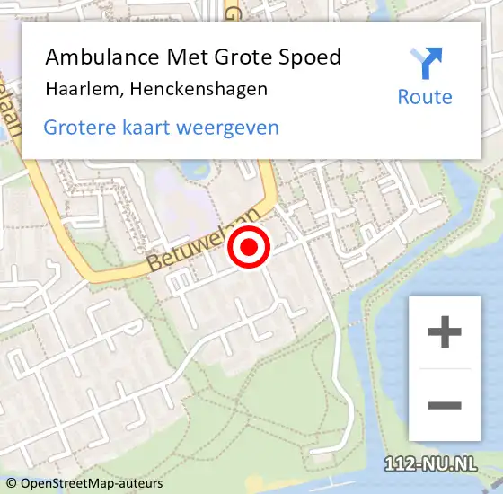 Locatie op kaart van de 112 melding: Ambulance Met Grote Spoed Naar Haarlem, Henckenshagen op 28 juli 2021 07:59