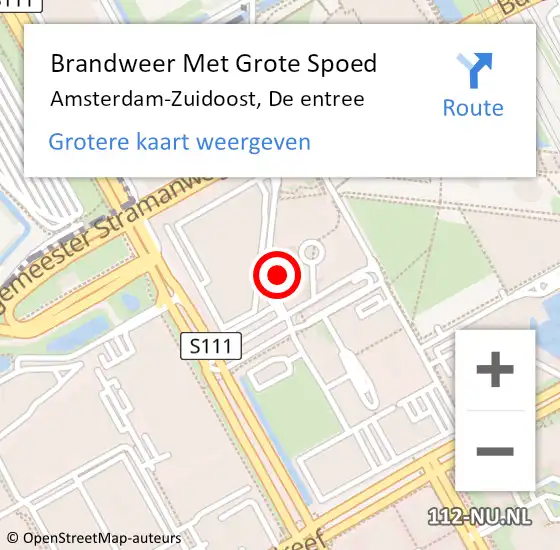 Locatie op kaart van de 112 melding: Brandweer Met Grote Spoed Naar Amsterdam-Zuidoost, De entree op 28 juli 2021 08:00