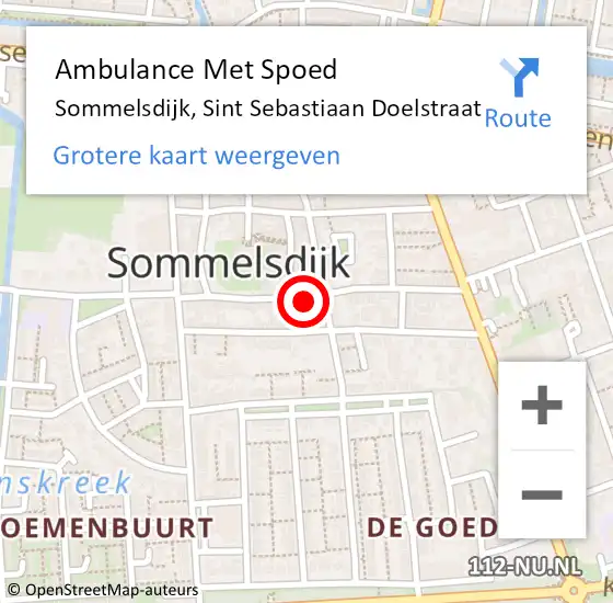 Locatie op kaart van de 112 melding: Ambulance Met Spoed Naar Sommelsdijk, Sint Sebastiaan Doelstraat op 28 juli 2021 08:18