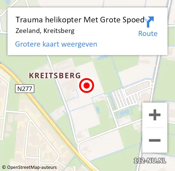 Locatie op kaart van de 112 melding: Trauma helikopter Met Grote Spoed Naar Zeeland, Kreitsberg op 28 juli 2021 08:25