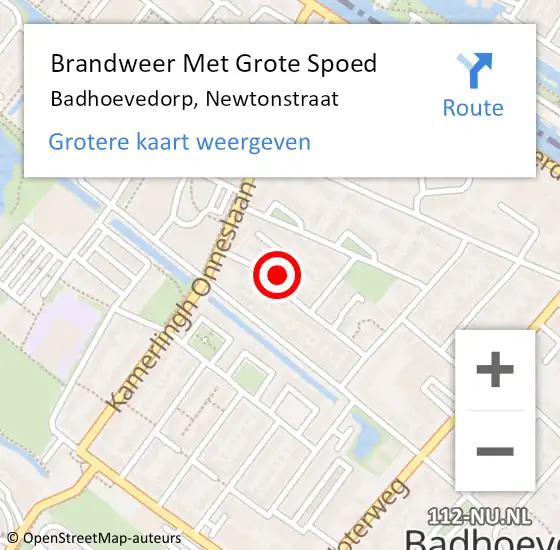 Locatie op kaart van de 112 melding: Brandweer Met Grote Spoed Naar Badhoevedorp, Newtonstraat op 28 juli 2021 08:26