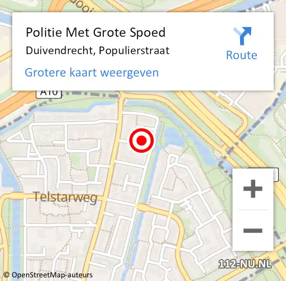 Locatie op kaart van de 112 melding: Politie Met Grote Spoed Naar Duivendrecht, Populierstraat op 28 juli 2021 08:40