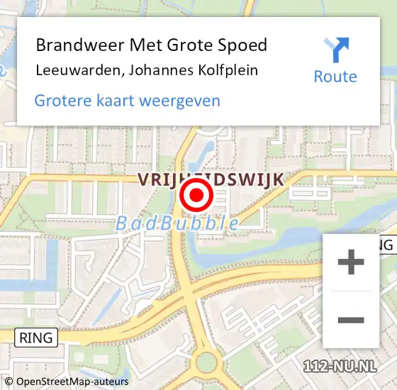 Locatie op kaart van de 112 melding: Brandweer Met Grote Spoed Naar Leeuwarden, Johannes Kolfplein op 28 juli 2021 08:44