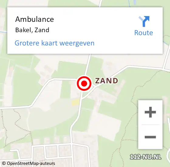 Locatie op kaart van de 112 melding: Ambulance Bakel, Zand op 28 juli 2021 08:57