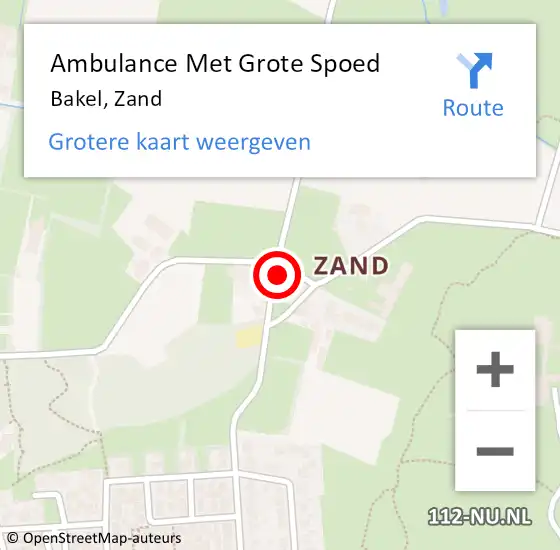 Locatie op kaart van de 112 melding: Ambulance Met Grote Spoed Naar Bakel, Zand op 28 juli 2021 08:58