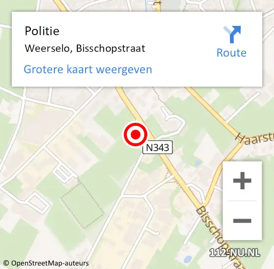 Locatie op kaart van de 112 melding: Politie Weerselo, Bisschopstraat op 28 juli 2021 09:09