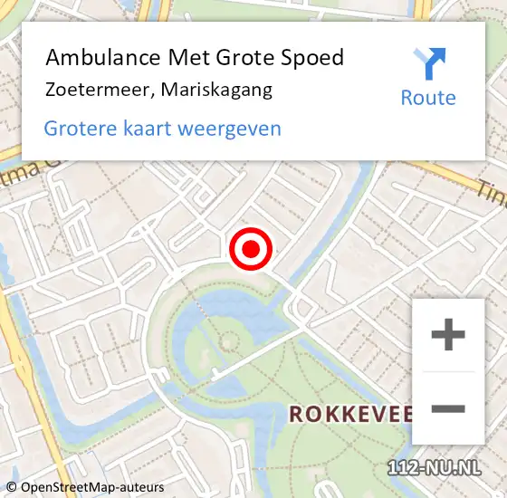 Locatie op kaart van de 112 melding: Ambulance Met Grote Spoed Naar Zoetermeer, Mariskagang op 28 juli 2021 09:18