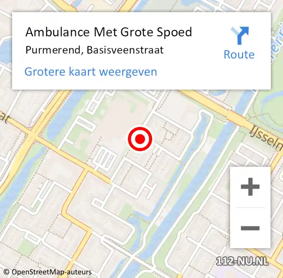 Locatie op kaart van de 112 melding: Ambulance Met Grote Spoed Naar Purmerend, Basisveenstraat op 28 juli 2021 09:24