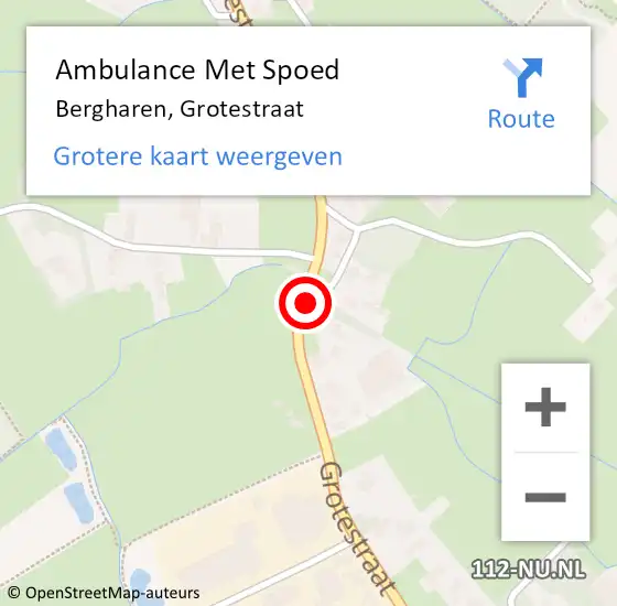 Locatie op kaart van de 112 melding: Ambulance Met Spoed Naar Bergharen, Grotestraat op 28 juli 2021 09:45