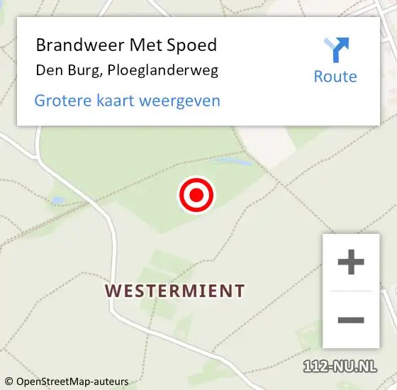 Locatie op kaart van de 112 melding: Brandweer Met Spoed Naar Den Burg, Ploeglanderweg op 28 juli 2021 09:49