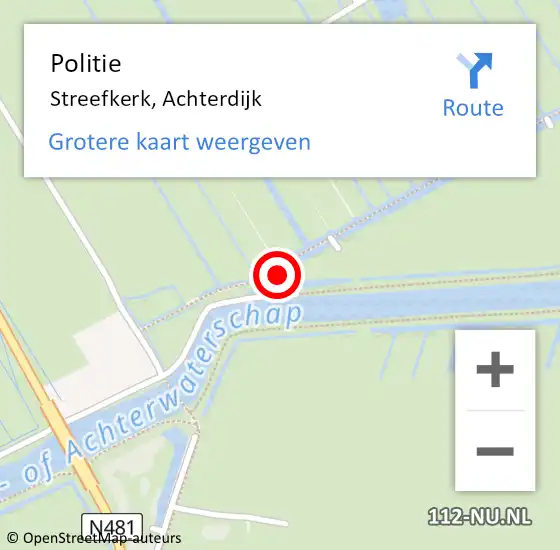 Locatie op kaart van de 112 melding: Politie Streefkerk, Achterdijk op 28 juli 2021 10:00