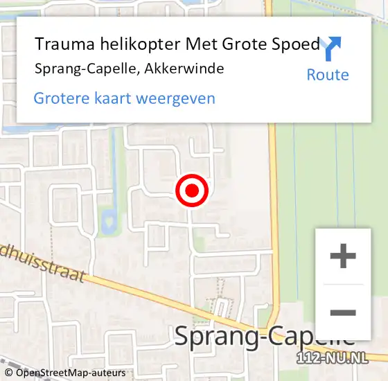 Locatie op kaart van de 112 melding: Trauma helikopter Met Grote Spoed Naar Sprang-Capelle, Akkerwinde op 28 juli 2021 10:27