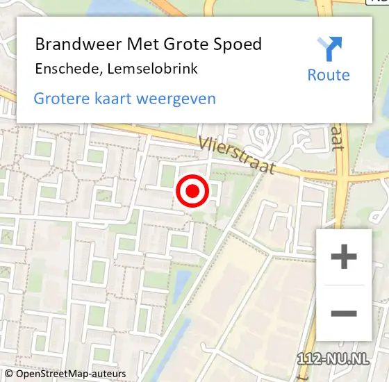 Locatie op kaart van de 112 melding: Brandweer Met Grote Spoed Naar Enschede, Lemselobrink op 28 juli 2021 11:14