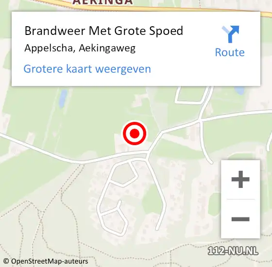 Locatie op kaart van de 112 melding: Brandweer Met Grote Spoed Naar Appelscha, Aekingaweg op 28 juli 2021 11:31