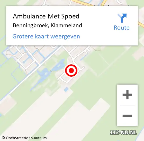 Locatie op kaart van de 112 melding: Ambulance Met Spoed Naar Benningbroek, Klammeland op 28 juli 2021 11:34