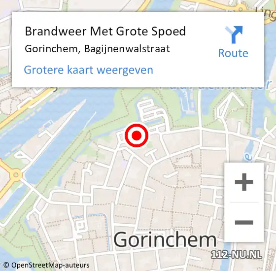 Locatie op kaart van de 112 melding: Brandweer Met Grote Spoed Naar Gorinchem, Bagijnenwalstraat op 28 juli 2021 11:35