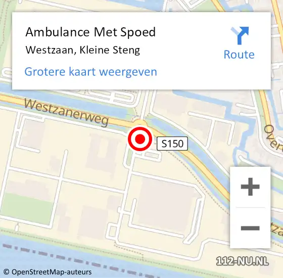 Locatie op kaart van de 112 melding: Ambulance Met Spoed Naar Westzaan, Kleine Steng op 28 juli 2021 11:38