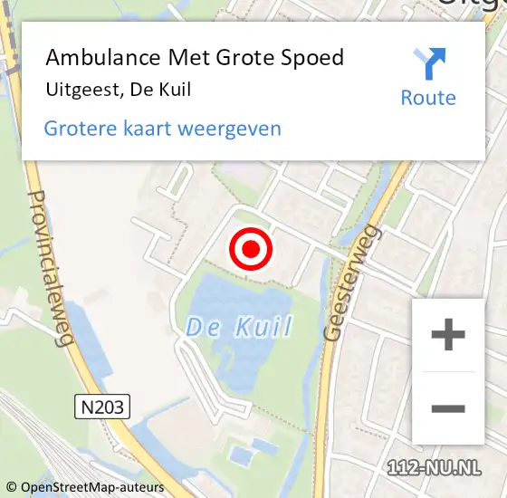 Locatie op kaart van de 112 melding: Ambulance Met Grote Spoed Naar Uitgeest, De Kuil op 28 juli 2021 11:42