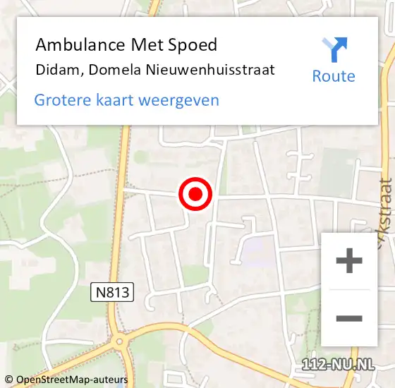 Locatie op kaart van de 112 melding: Ambulance Met Spoed Naar Didam, Domela Nieuwenhuisstraat op 28 juli 2021 11:54